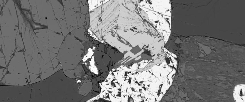 Crn, Ilm, Mag, Hc exsolutions in gabbronorite, Ivrea-Verbano Zone, Italy